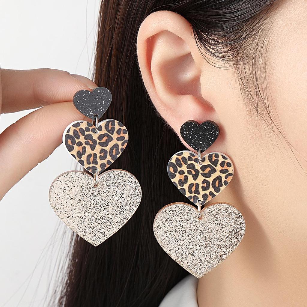 Рождественские акриловые серьги в форме сердца - Европейский и американский стиль