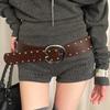 Gothic Wide Women's Belt Designer Dress Jeans Belt Vintage Rivet Waist Belt  Streetwear