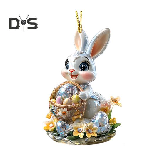 1/3 шт пасхальные мультяшные кролики подвесные украшения с шнурком легко повесить 2D акриловые украшения подвески для зеркала заднего вида