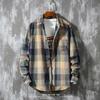 Men's Long-Sleeve Plaid Shirt - Autumn Hong Kong Style, Trendy Korean Slim Fit, Casual Jacket for Couples
