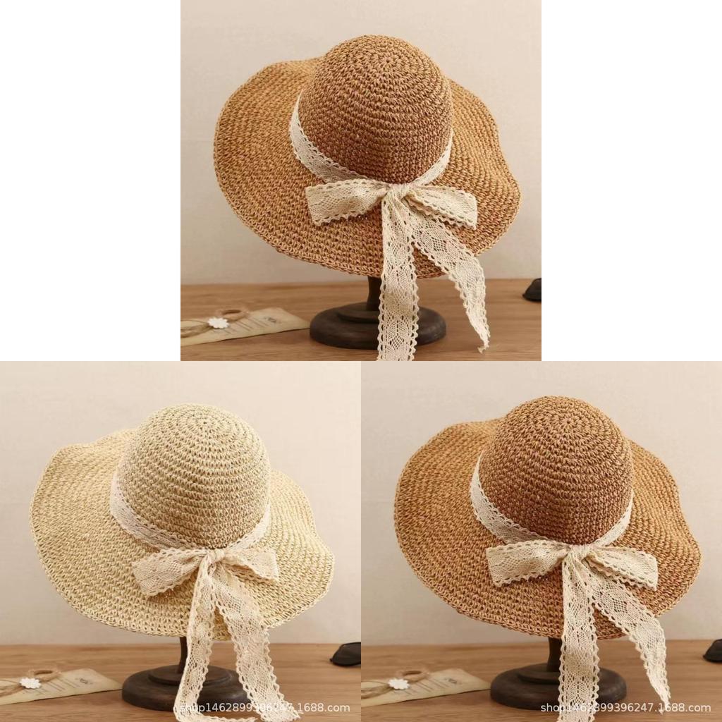 Beach Sun Hat For Women Round Top Wide Brim Straw Hat With Breathable Design