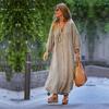 Женское платье-рубашка с длинной юбкой, модное повседневное платье-кардиган с длинным рукавом