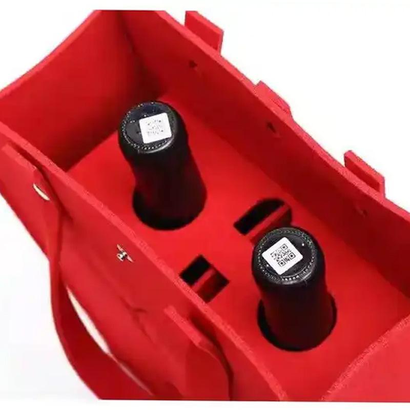 Фетровый пакет для винных бутылок Двойной бутылочный Отличная грузоподъемность Ручной пакет для упаковки напитков Подарочная упаковка Мешочек для хранения Сумка-тоут для вина