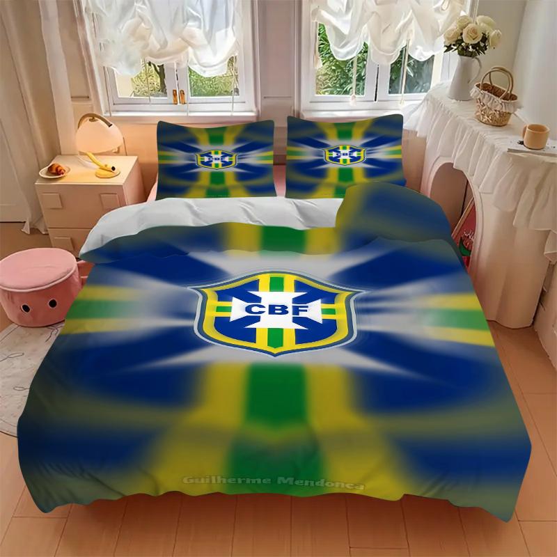 3Pcs Brazilian Football Crest Bedding Sets For All Sizes New 3D Printed Bed Cover Comforter Duvet Cover Pillowcase Bedroom Decoration
