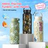 1L Outdoor Insulated Mug Creative Floral Insulated Bottle Drinkware Thermal Water Bottle  Household