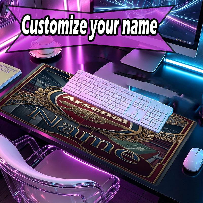 Custom Name Personalized Arsenal F.C Pattern Mousepad, Laptop PC Desk Mat, Decorative Desk Mat for Home Keyboard Pad Gift