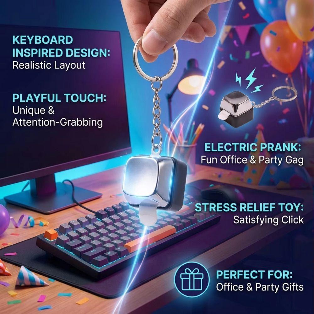 Mild Pulse Induction Prank Toy Metal Key Ring Prank Electric Shock Button  Daily Handshakes