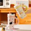 Large Capacity Summer New Straw Cup Ceramic Kettle Cup with Lid Cartoon Mug Water Cup