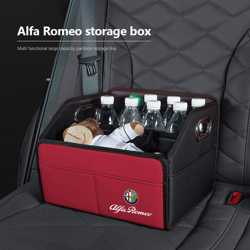 Leather Car Storage Box Trunk Folding Organized Case For Alfa Romeo Giulia Stelvio Giulietta 156 159 147 Mito Tonale Brera DiscoTM6
