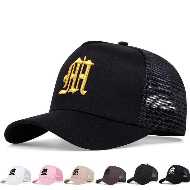 Fashion Gothic Letter M Embroidery Baseball Hat Men and Women Cotton Hats Outdoor Sun Protection Cap Breathable Mesh Caps