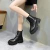 Модные женские ботинки осень/зима новая корейская версия модные женские ботинки на толстой подошве со шнуровкой на платформе, увеличивающие рост, с молнией