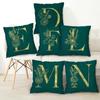 Luxury Green Cushion Cover Gold Lettering Sofa Chair Waist Cushion Pillow Case 45x45cm Room Bedroom Home Decoration Pillowcase