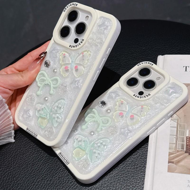 ins 3D bow Epoxy cute phone case For iphone 17 pro max case 16 Pro 15/14Plus 13 pro max girls phone case