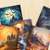 32pcs, Watercolor Halloween Landscape Postcards, Scary Retro, Birthday/anniversary Gifts, Collectible, Giftable, and Mailable