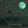 Decoration Kids Bedroom Fluorescent Full Luna Luminous Decals Glow In Dark Moon Stars Wall Stickers