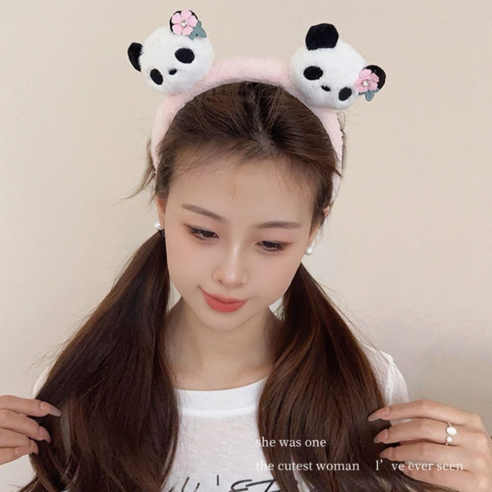 Повязка на голову в китайском стиле с пандой, заколка для волос из зоопарка, плюшевая кукла, обруч для волос, милая мультяшная резинка для волос, для улицы