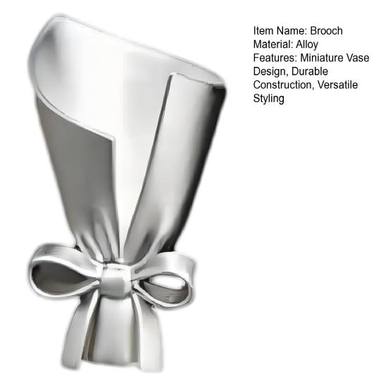 Брошь Миниатюрный дизайн вазы Легкая брошь из сплава с бантиком Гладкая блестящая отделка Носимый значок Художественный аксессуар