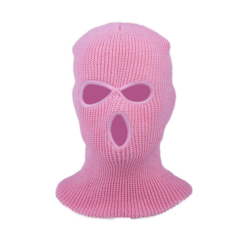Зимняя шапка-балаклава с 3 отверстиями, вязаная анфас, гетра для лыжного шеи, теплая вязаная шапка для занятий спортом на открытом воздухе, лыжная маска с вышивкой крестиком