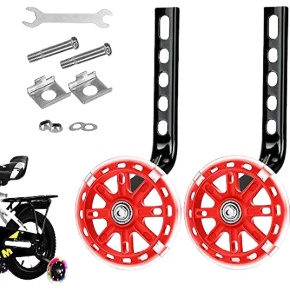 Children's Bicycle Training Wheels Flash Mute Wheel Bicycle Stabiliser Mounted Kit Compatible for 12 14 16 18 20 Inch Kids Bikes