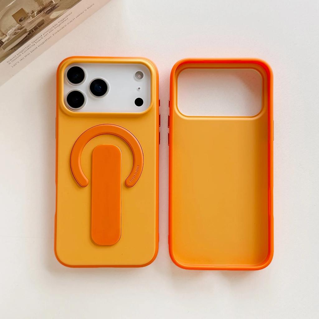 Магнитный чехол-подставка для For Iphone 17 16 1 14 13 12 Pro Max, мягкий матовый чехол с держателем-кольцом, Mag-safe, противоударный, защита камеры, кнопка AI