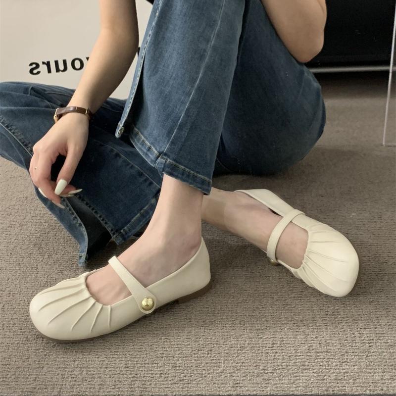 Women Vintage Mary Jane Shoes Leather Flats Dress Shoe New Autumn Shallow Soft Soles Leather Shoes Casual Buckle Shoes Footwear