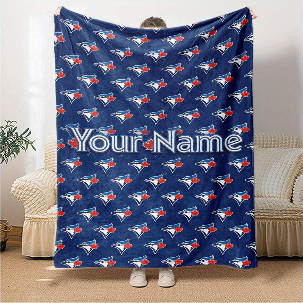 Name Custom Toronto Blue Jays Print Flannel Blanket High Quality Warm Comfortable Cover for All Seasons Perfect for Gifts Home Decor
