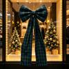 Plaid Xmas Tree Topper Bows Elegant Giant Ribbon Bowknot Sturdy Large Christmas Bowknot  Wall Decor