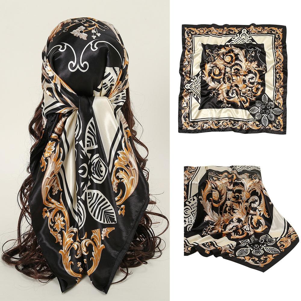Satin Silk Large Hair Bandana Square Female Shawl Wrap Fashion Women Head Scarf