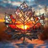 Maple Leaf Sun Catcher Sunset Hanging Decoration Stained Glass Style