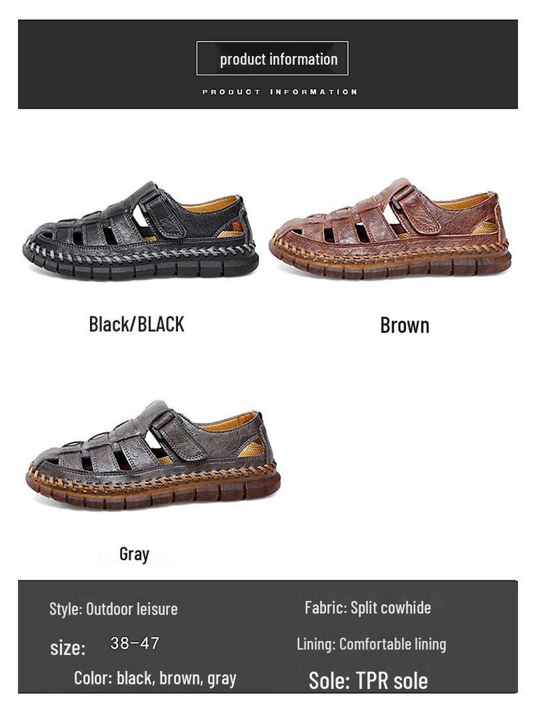 Мужские пляжные сандалии больших размеров в стиле ретро 2025 года: Летние слипоны с перфорацией, повседневные шлепанцы