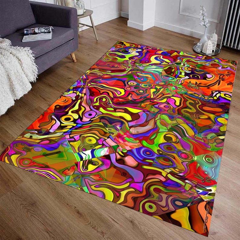 Colorful Graffiti Rug Abstract Face Art Design Bright Unique Carpet for Home Decor Living Room Bedroom Gift Idea