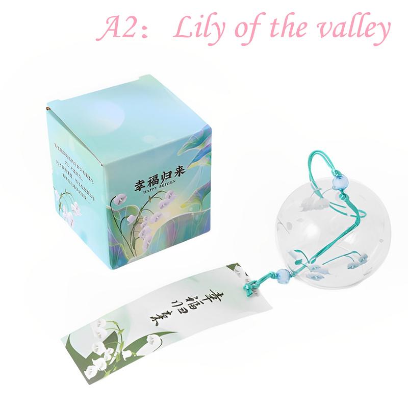 Japanese Wind Bell Sakura Pattern Wind Chimes Handmade Glass Furin Home Decor