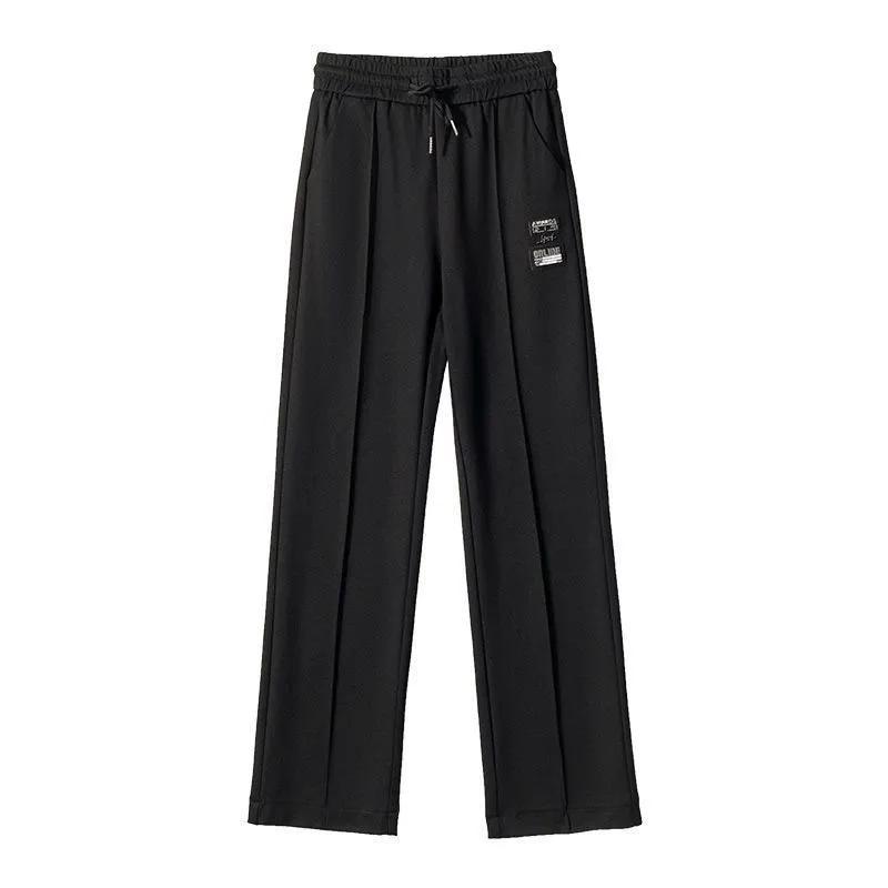 Широкие брюки, спортивные брюки, женские осенне-зимние брюки Plus Velvet, свободные прямые брюки с высокой талией, повседневные женские брюки