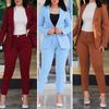 2 Pcs/Set Lady Formal Coat Pants Set Turn-down Collar Double-breasted Long Sleeves