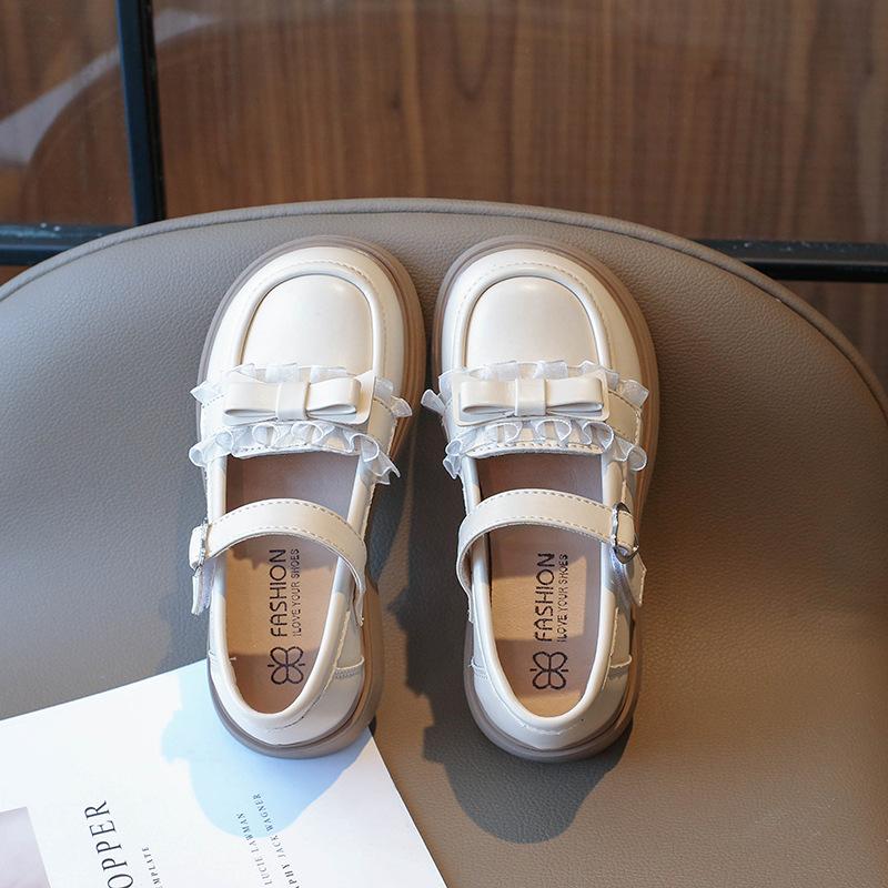Туфли для девочек 2024 весна новые маленькая принцесса бант цветы корейская принцесса мягкие мокасины элегантная детская повседневная обувь