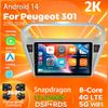Android 14 Carplay Car Radio для Peugeot 301 2013 - 2016 Мультимедийный видеоплеер Навигация GPS Стерео AI Voice 360 Камера 2Din