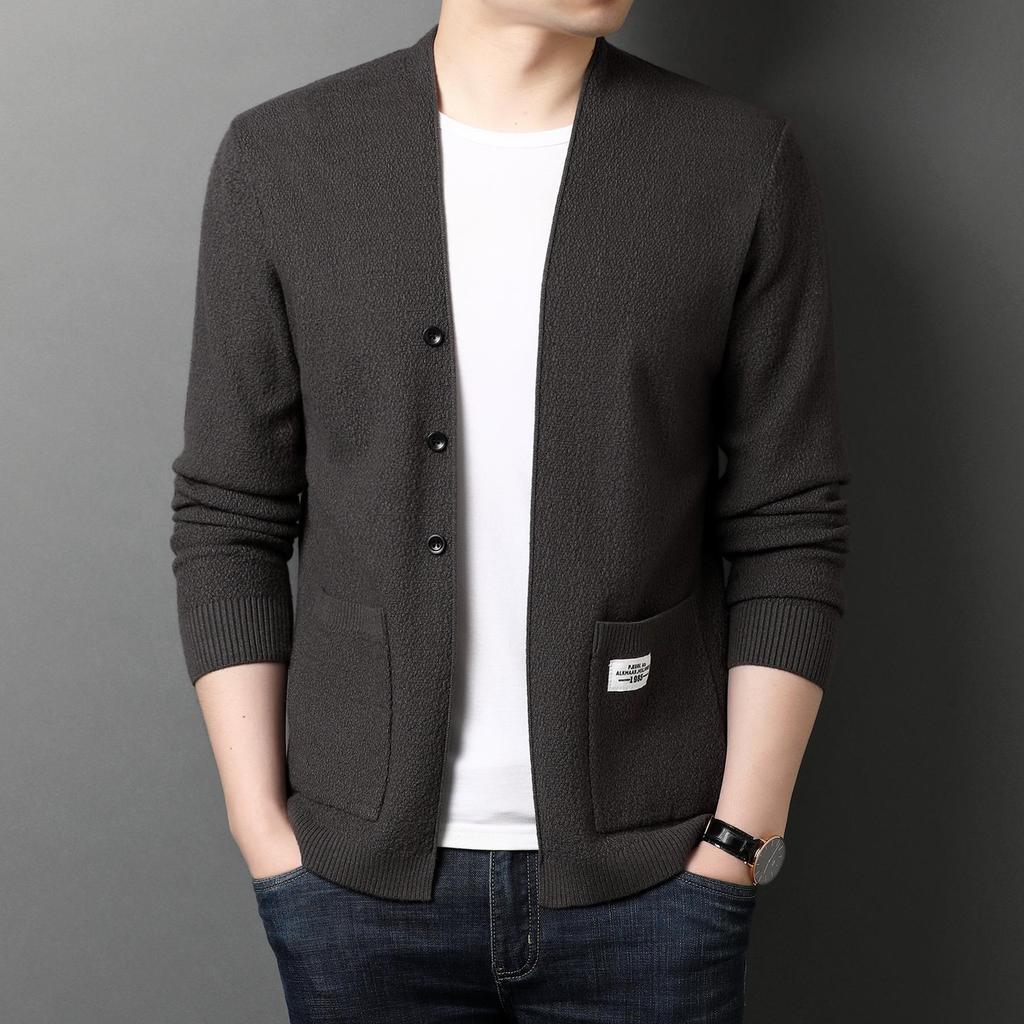 New Men's Knitted Outerwear Men's Sweater Jacket Casual Trend Versatile Long-sleeved Cardigan Top