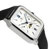 Moon Phase Square Square Multi Calendar Daily Waterproof Business Formal Leather Belt Limited Model Silver White [Salvatore Mara] Men's SM24112-SSWHLE