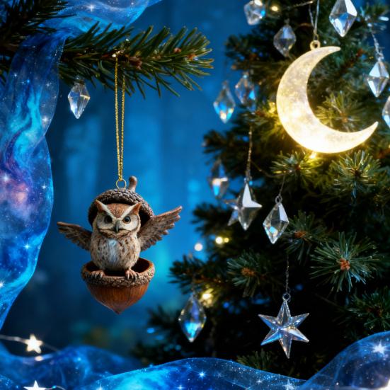 Лесные животные Желудь Украшения 2D Плоские Акриловые Шишки Животные Украшения для Рождественской Елки Лесные Существа Подвесное Украшение для Рождественской Елки Декор для Вечеринки