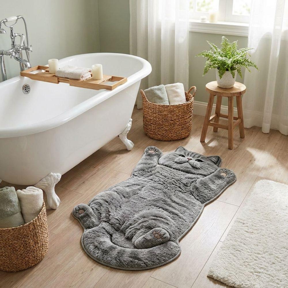 Non-Slip Cat-Shaped Area Rug Anti-fouling Cartoon Carpet Soft Home Decor Carpet Bedrooms