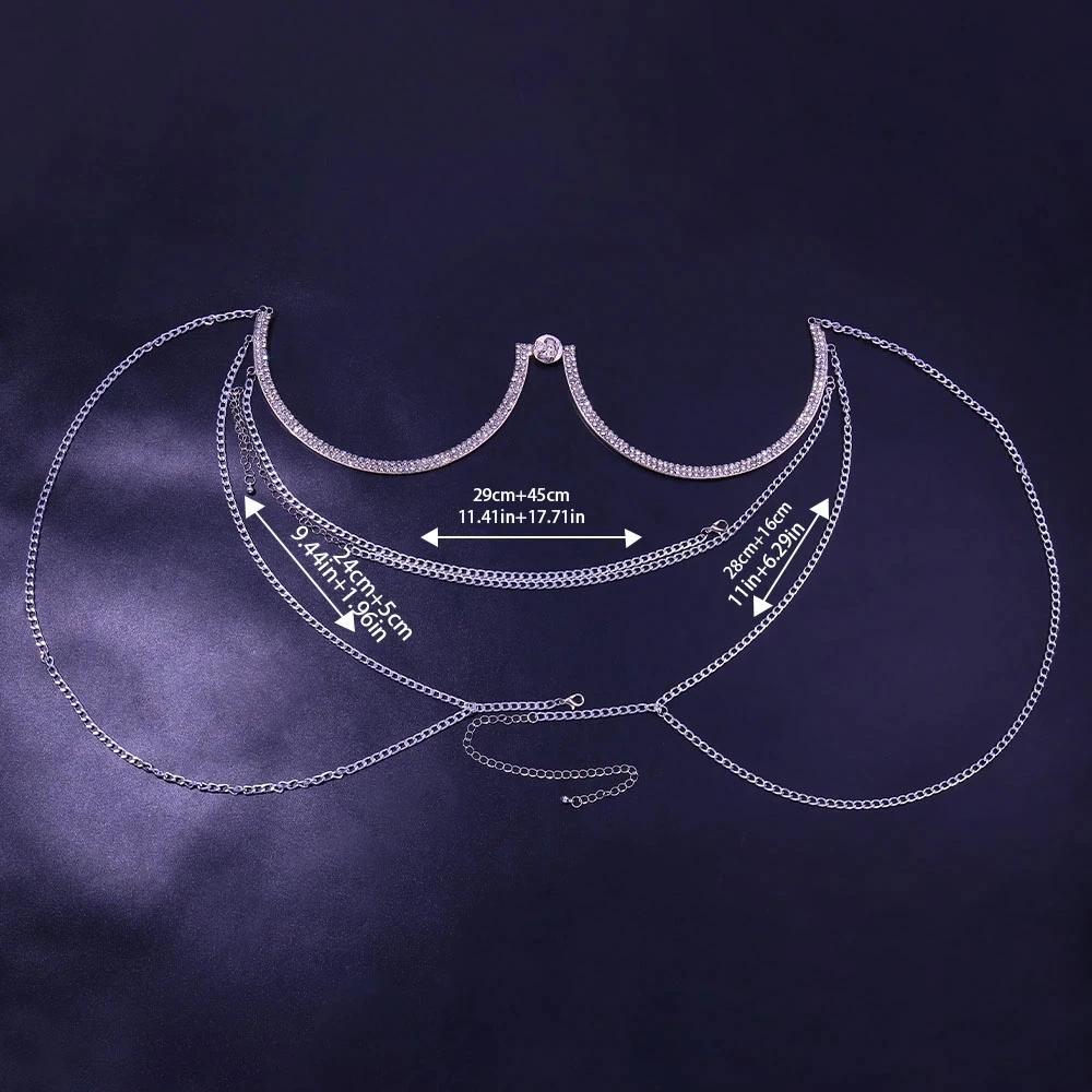 Stonefans Summer Delicate Angel Chest Bracket Bra Chain Crystal Rhinestone 2022 New Beach Coin Sexy Bar Present Bar Body Jewelry