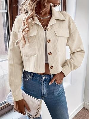 Ретро Вельветовый Однобортный Женский Короткий Жакет