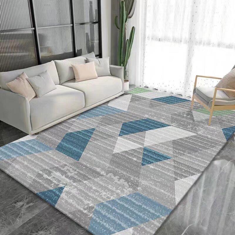 Nordic Light Gray Large Living Room Carpet Light Luxury Decorative Rug for Bedroom Geometric Carpets Non-slip Sofa Side Foot Mat