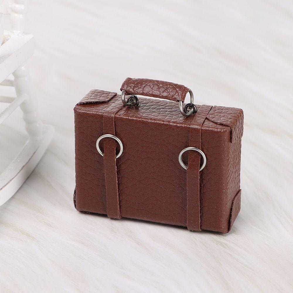 Accessories Play House Mini Suitcase Vintage Wood Box Doll Leather Luggage Miniature Portable Trunk