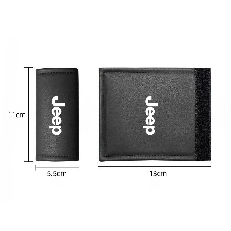 For Jeep 2Pcs Leather Car Door Armrest Cover Roof Handle Covering For Jeep Grand Cherokee Wrangler JK Gladiator Compass Reneg