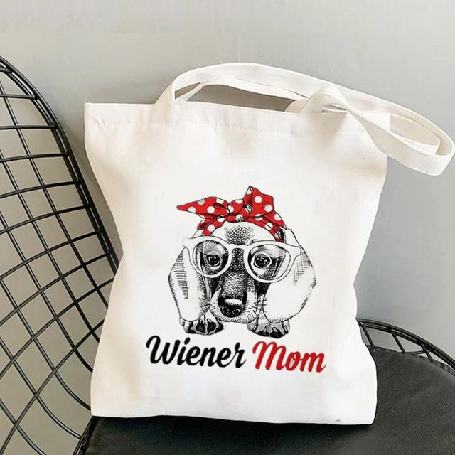 Сумка-тоут с принтом «Такса сквозь снег», женская сумка-шоппер в стиле Харадзюку, сумка для покупок для девочек, сумка для покупок, женская холщовая сумка