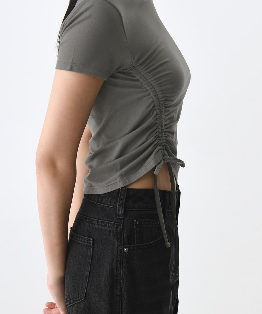 MUSINSA STANDARD WOMAN Женская футболка из тенсела с боковым разрезом [Хаки Серый]
