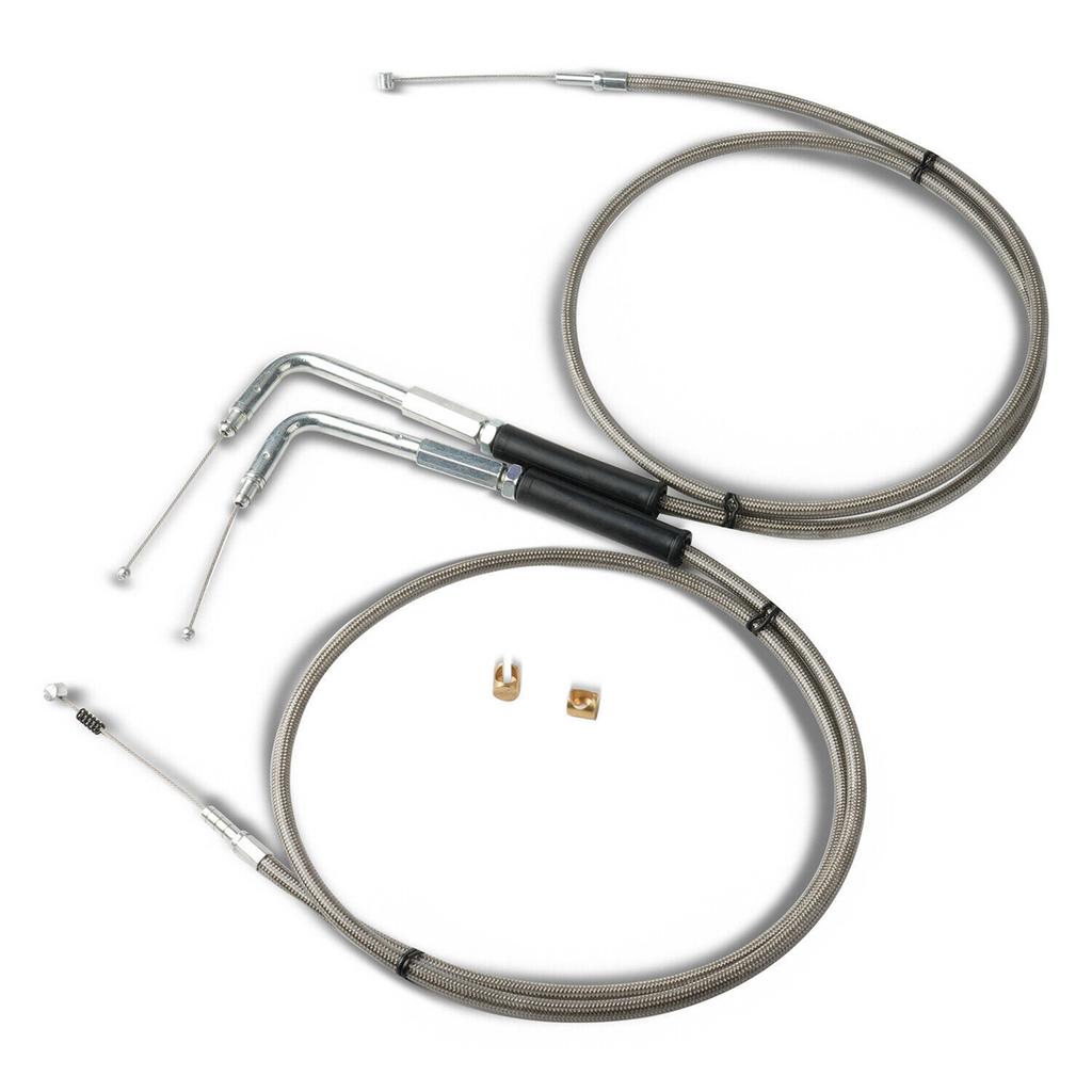 Motorcycle 42'' Throttle and Idle Cable Set for Davidson FXST FLST FLT XL 1996-UP 56579-02A Stainless Steel Idle Cable