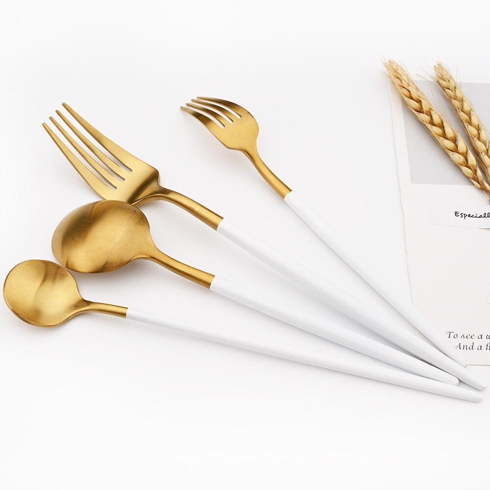 Посуда из белого золота, нож, десертная вилка, кофейные ложки, посуда, нож для масла, вилка для торта, 1 шт., набор столовых приборов из нержавеющей стали 18/10