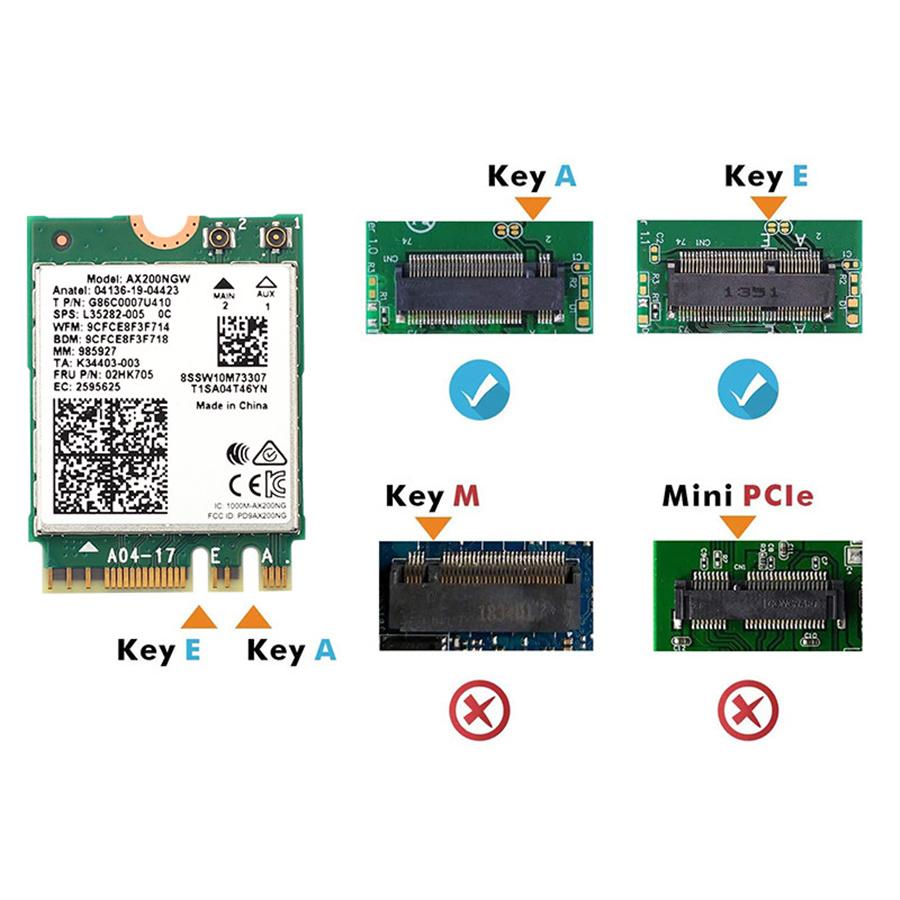 Intel WiFi 6 AX200 AX200NGW Wireless Network Card 802.11ax 160MHz Bluetooth 5.1